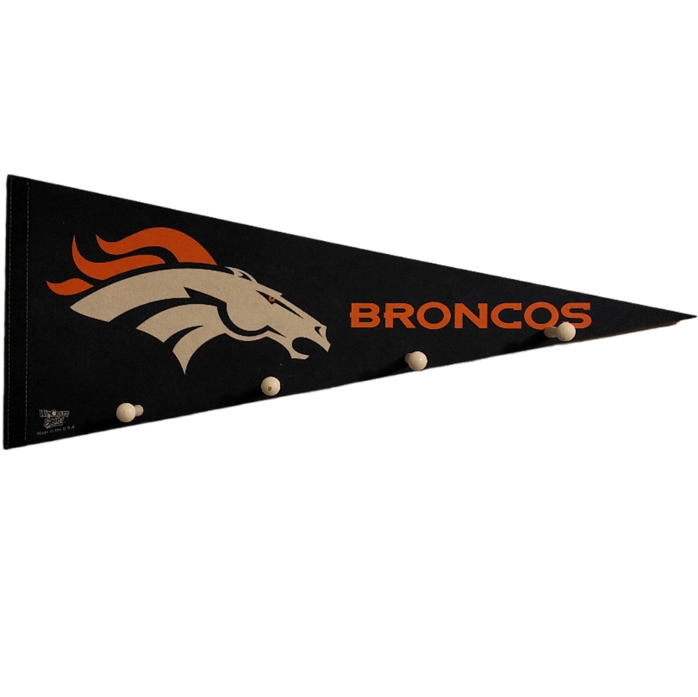 Denver Broncos Wood Backed Pennant with Pegs